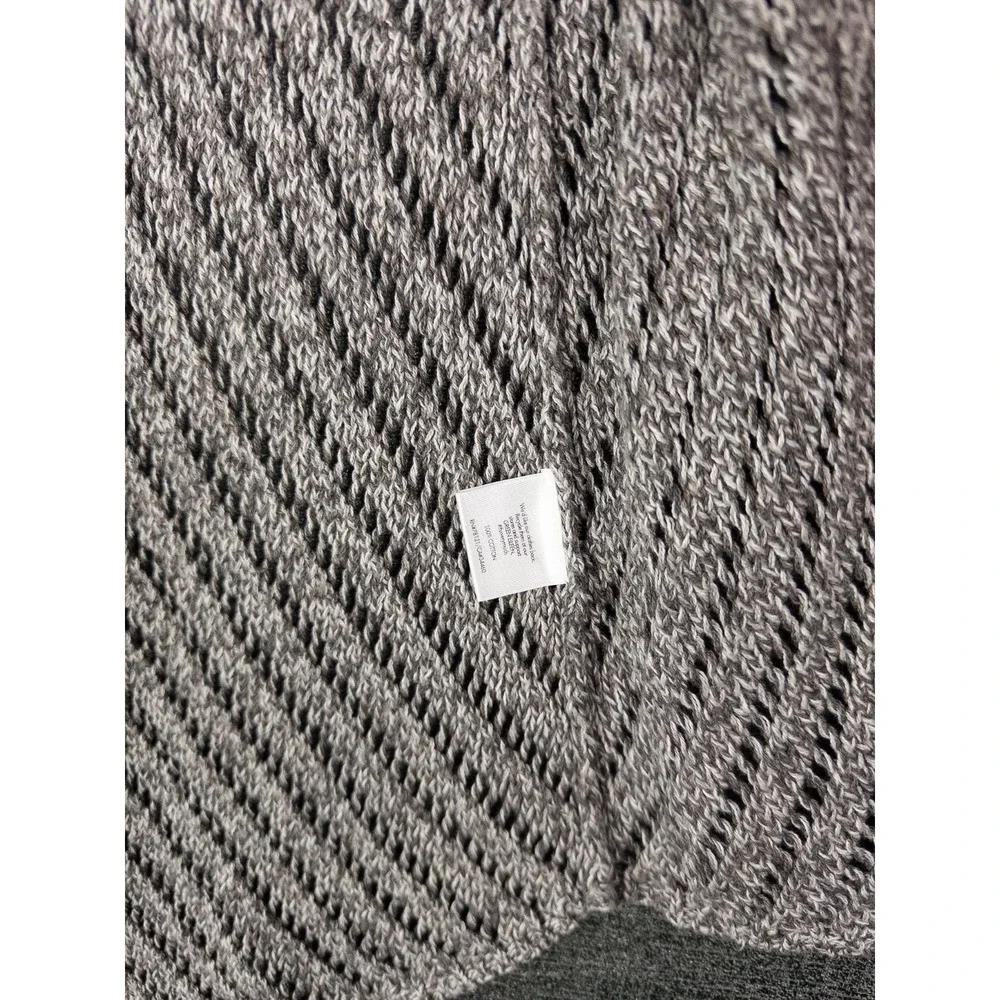 Eileen Fisher Cardigan Womens M Gray Crochet Long Open Front Cotton‎ Minimalist